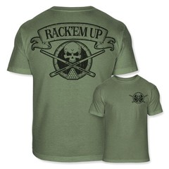 Billiards Skull Crossbones T-Shirt – Rack’em Up Pool Shark Athletic Shirt – A99