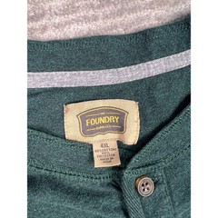 Foundry Henley Mens 4XL Green Long Sleeve Shirt Big and Tall Heathered Cotton
