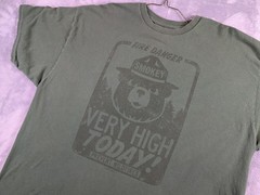 Tee Luv Smokey Bear Shirt Mens XL Green Fire Danger Very High Today Graphic Tee