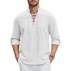 Men’s Renaissance Cotton Linen Shirt Long Sleeve Gothic T-shirt Tee Summer Gift