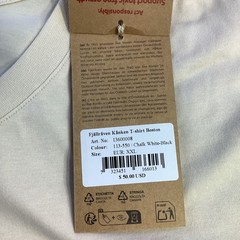 Fjallraven Kanken T-Shirt Boston Chalk White Organic Cotton Unisex XXL NWT