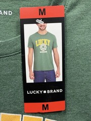 Lucky brand men’s t shirt medium green logo cotton polyester rayon new with tag