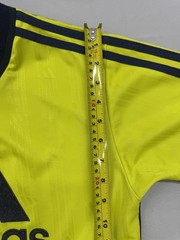 Adidas Yellow Stripe Soccer Jersey L Short Sleeve V Neck 3-Stripes Unisex