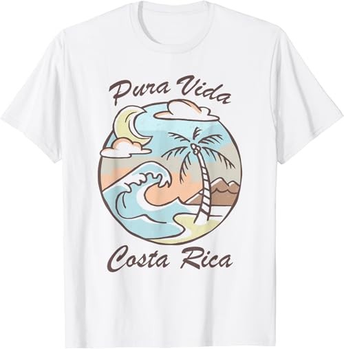 Pura Vida Costa Rica T-Shirt Colorful Tropical Beach Tee T-Shirt