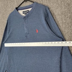 US Polo Assn Shirt Mens XL Blue Long Sleeve Henley Waffle Weave USPA Casual