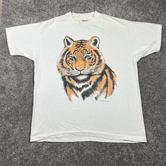 Vtg 1990 Bengal Tiger Big Print Graphic T Shirt XL Nature Animal Wildlife Cat