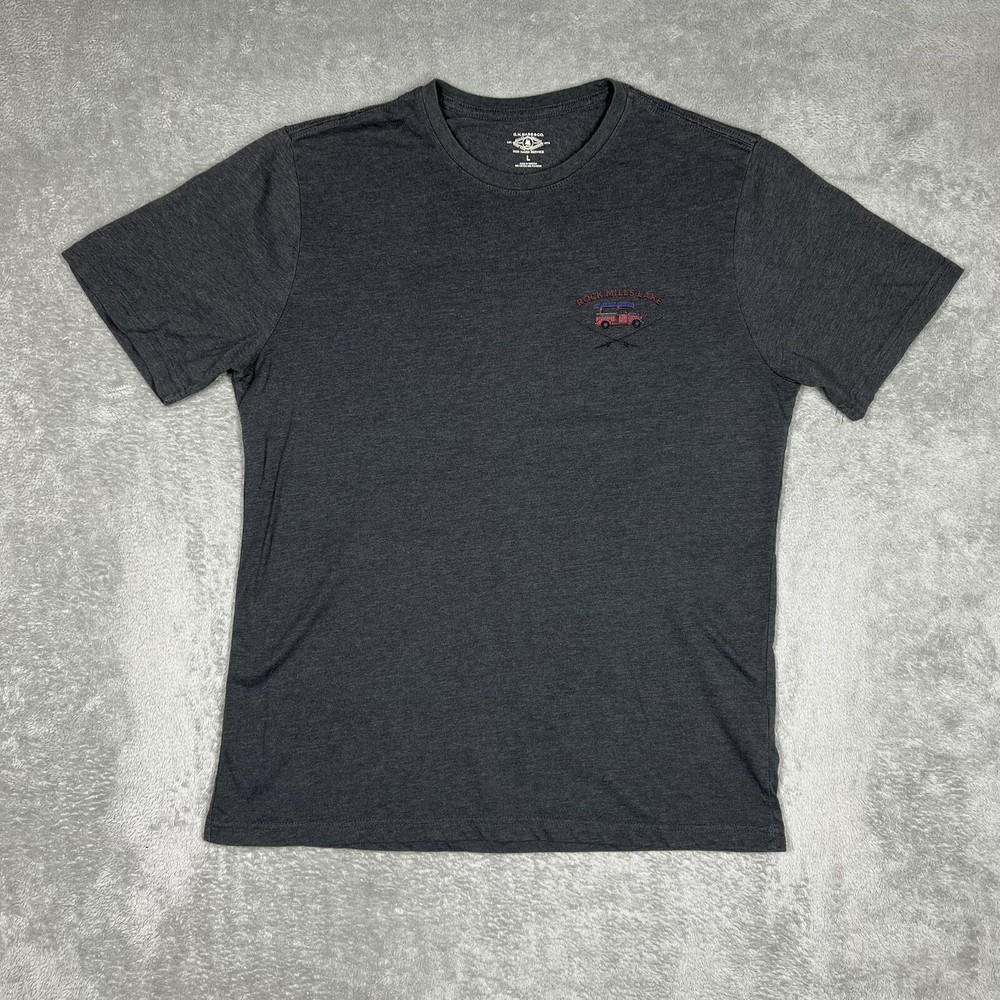 G.H. Bass & Co. Rock Mills Lake Mens T-Shirt Size Large Dark Heather Gray EUC