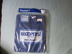 VINTAGE 1988 Fruit Of The Loom Bloopers Men L Dark Blue Pocket T-Shirt Sleveless