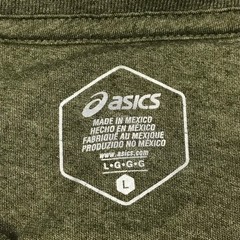 Asics Mens L T-Shirt “global Sportswear” Graphic Print EST. 1977 Green