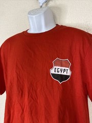 NWOT Gildan Men Size L Red Retro Egypt Soccer Team Crest T Shirt Short Sleeve