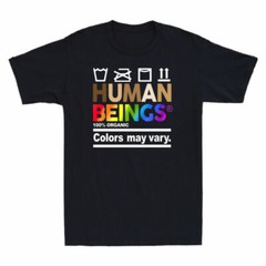 Human Beings 100% Organic Colors May Vary Rainbow LGBT Gay Lesbian Pride T-Shirt