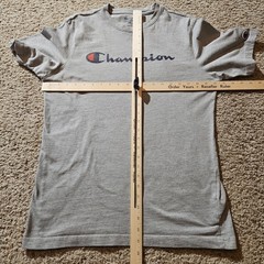 Champion Shirt Mens Medium Retro Spellout Logo Gray Classic Streetwear Relax