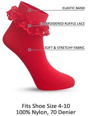 Women’s Ruffle Ankle Socks Nylon Lace Frilly Fashion Hosiery Accessories