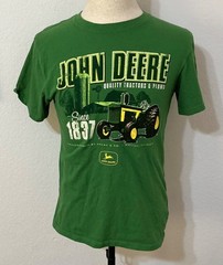 John Deere Since 1837 Graphic Print Shirt Green Tractors Tee Shirt Men Medium