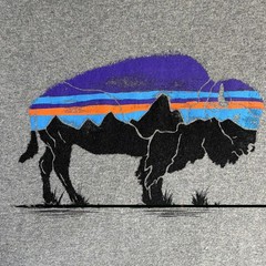 Patagonia Responsibili-Tee Men’s Gray Bison Graphic Crew Neck Long Sleeve M