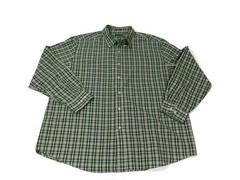 Saddlebred Mens Casual Shirt Size XXL Green Plaid Button Down Easy Care
