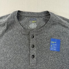 NWT Apt 9 Premier Flex Long Sleeve Henley Shirt Mens Large Gray Solid Stretch