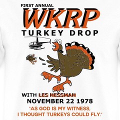 WKRP Turkey Drop With Les Nessman Thanksgiving Men’s T-Shirt