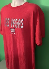 LAS VEGAS Nevada T-Shirt 2XL Red American Flag Puff Print Sewn USA
