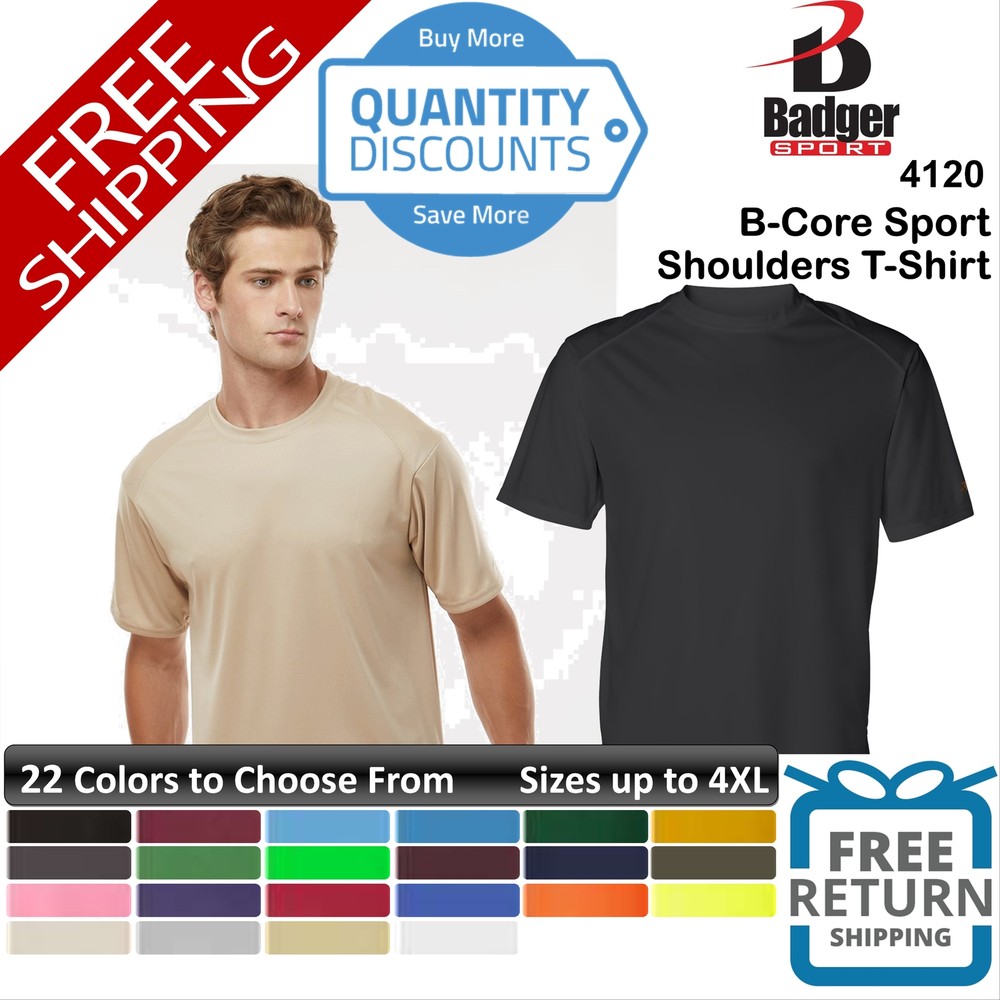Badger Men B-core Sport Shoulders Performance Fabric Sport T-shirt Upto 4XL 4120