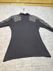 Gypsy 05 Embroidered Black Pullover Button Long Sleeve Small Made In USA-919