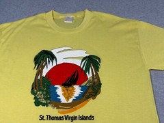 Vintage Saint Thomas Shirt Adult Extra Large Yellow Single Stitch Island Men 90s