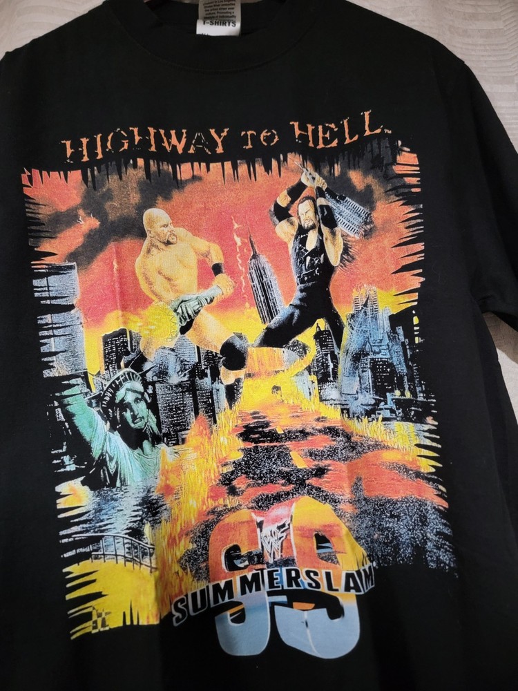 Summer Slam Highway To Hell ON A SHAKA SUPERMAX HEAVYWEIGHT GARMET DYED T SHIRT