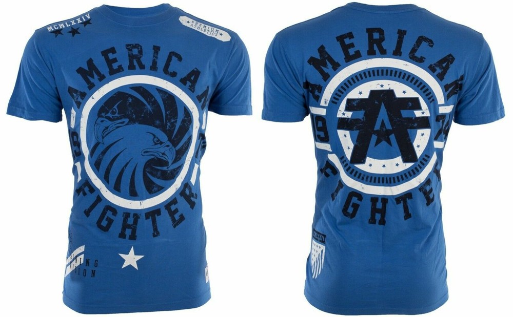 AMERICAN FIGHTER Bradley Eagle Blue Athletic Mens Crewneck T-shirt L-3XL NWT