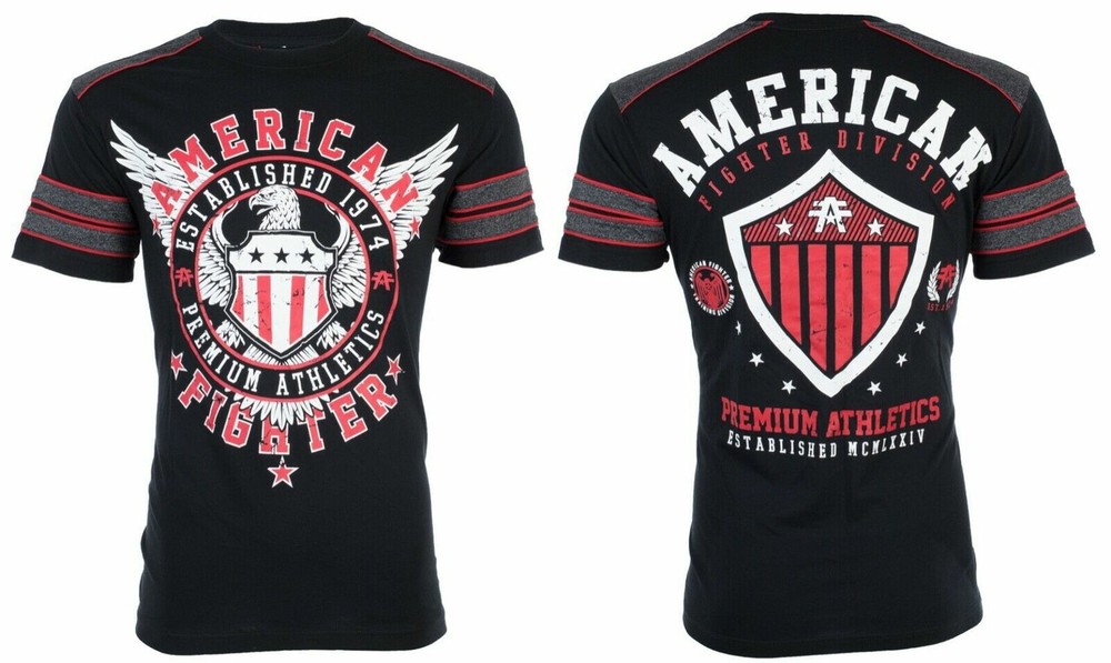 AMERICAN FIGHTER Excelsior Black Red Athletic Mens Crewneck T-shirt L-3XL NWT