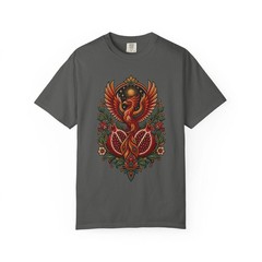 Embroidered Pomegranate Phoenix T-Shirt Graphic