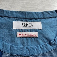 FDMTL Indigo Blue Denim Patchwork Short Sleeve Shirt Front Pocket Made in Japan