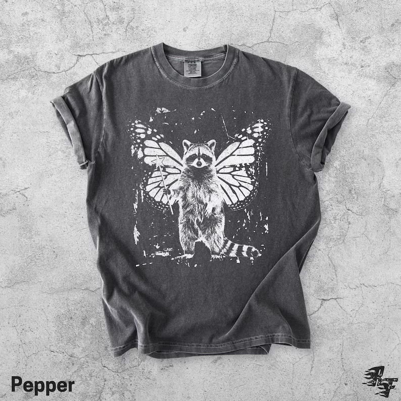 Raccoon Butterfly Wings Comfort Tee Woodland Forest Animal