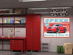 2003 2004 Ford Mach 1 Mustang Car-toon SPEED SHOP Wall Art Graphic Sticker