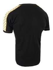 Mens T-Shirt Bucheli Italian Shoulder Stripe 3-D Chest Logo Slim Fit Crew Neck