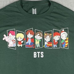 BTS Tiny Tan Shirt Mens Large Green K-Pop Bangtan Boys Christmas Holiday