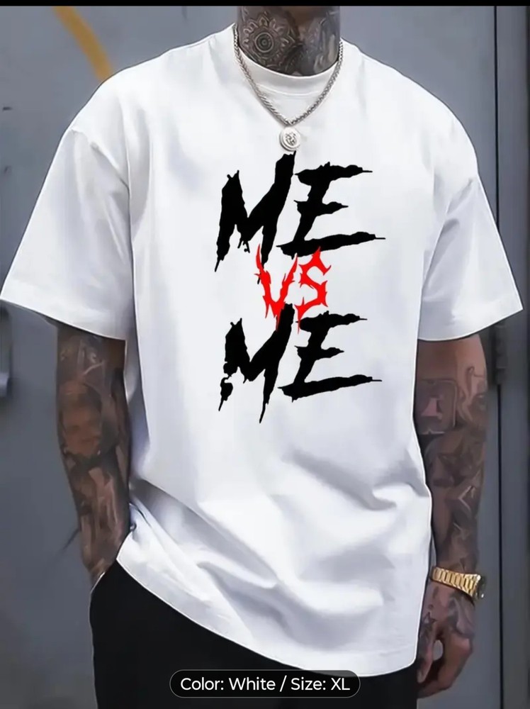 Novelty T Shirt New White XL Short Sleeve Fashion Trend Motivational Street Wear