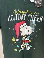 NWT Peanuts Unisex Size M Snoopy Christmas T-Shirt Green Holiday Cheer