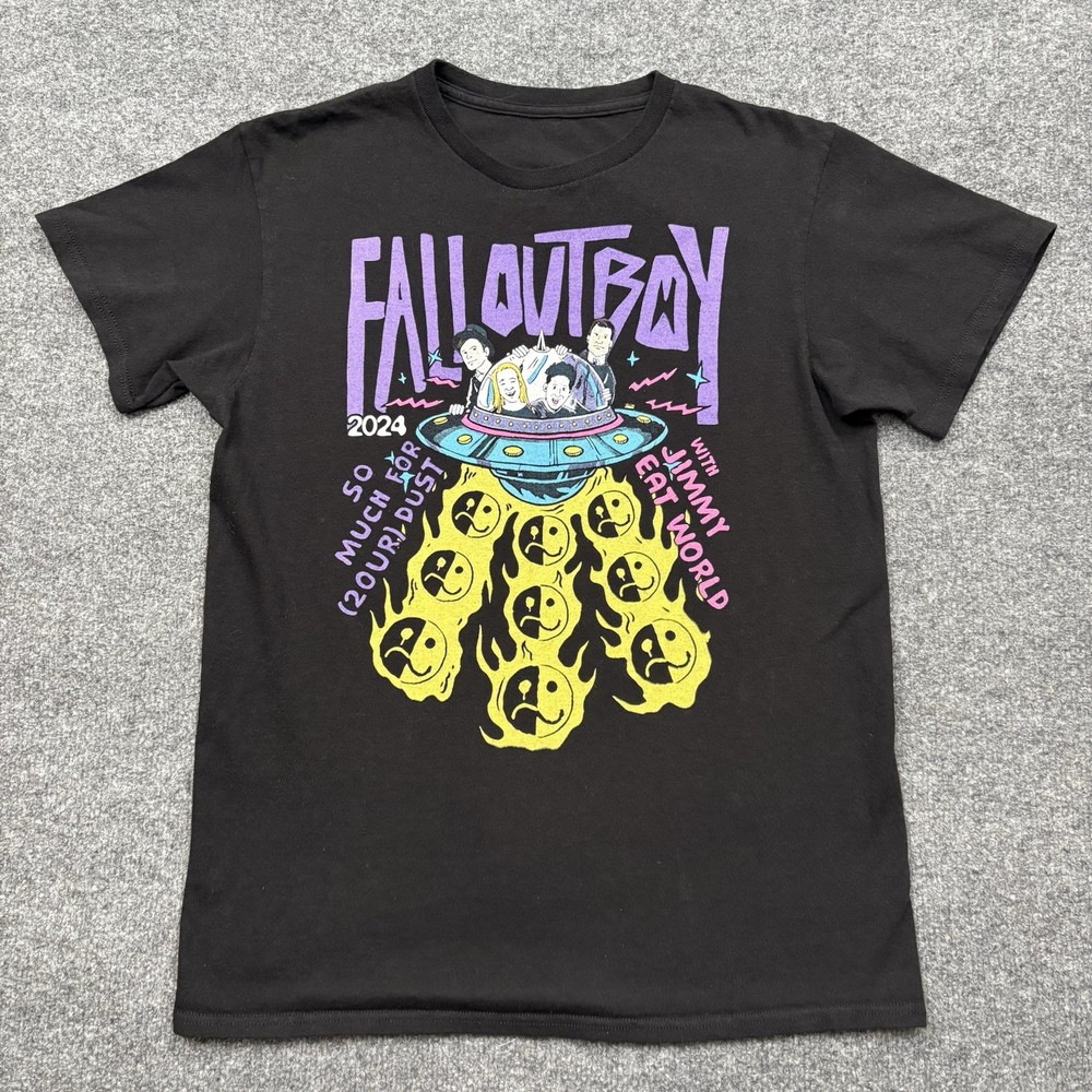 Fall Out Boy T Shirt Mens Medium Black Stardust Tour Promo Band Tee Punk Emo Y2K