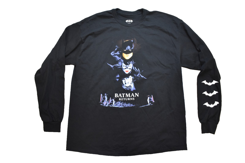 DC Comics Batman Returns Mens Movie Poster Graphic Long Sleeve Shirt NWT Medium