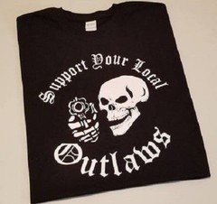 4XL Support your local Outlaws Biker Motorcycle MC Skull tee t shirt tee outlaw