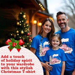Christmas T-Shirt Pink Train Snowy Winter Scene Mens and Womens Tee #MC