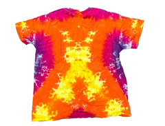 Vintage 1990s Tie Dye Earth Peace Symbol T-Shirt Hanes USA XL Single Stitch Hipp
