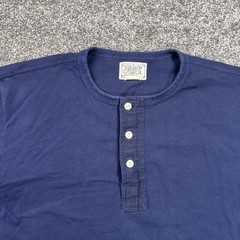 Vintage The Bronson Mfg Henley T-Shirt Mens XL Navy Blue Cotton Short Sleeve
