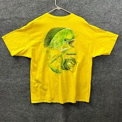 Reel Legends Mahi Mahi Graphic Mens Shirt Size XXL Yellow Cotton Short Sleeve