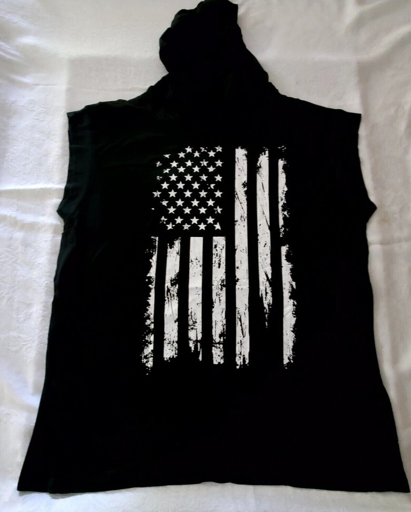 Mens Hooded Tank Top American Flag. Various Sizes and Colors