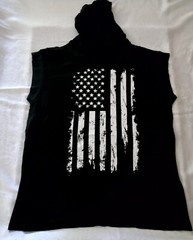 Mens Hooded Tank Top American Flag. Various Sizes and Colors