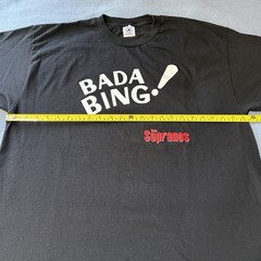 Vintage 90s Y2K The Sopranos Bada Bing! HBO TV Promo Shirt Black Size XL Flaw