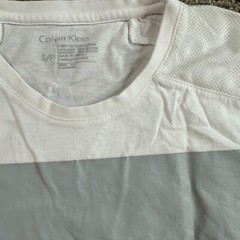 Calvin Klein Shirt Mens Small White Gray Square Block Short Sleeve Casual FLAW