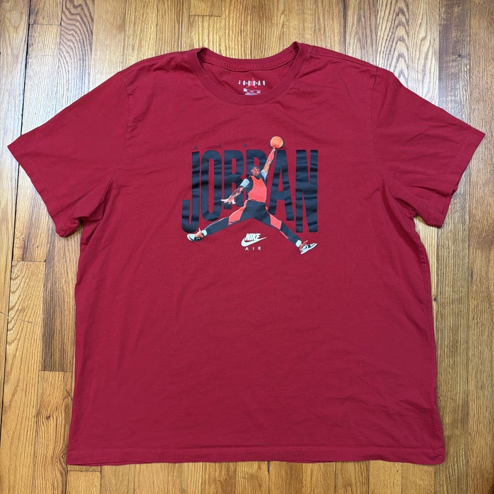 Nike Air Jordan Graphic T Shirt Mens 2XL XXL Red Jump Man Basketball 100% Cotton