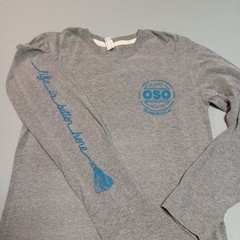 LAT Apparel Oso Orange Beach Alabama Fishing Graphic Long Sleeve Tee Gray Small